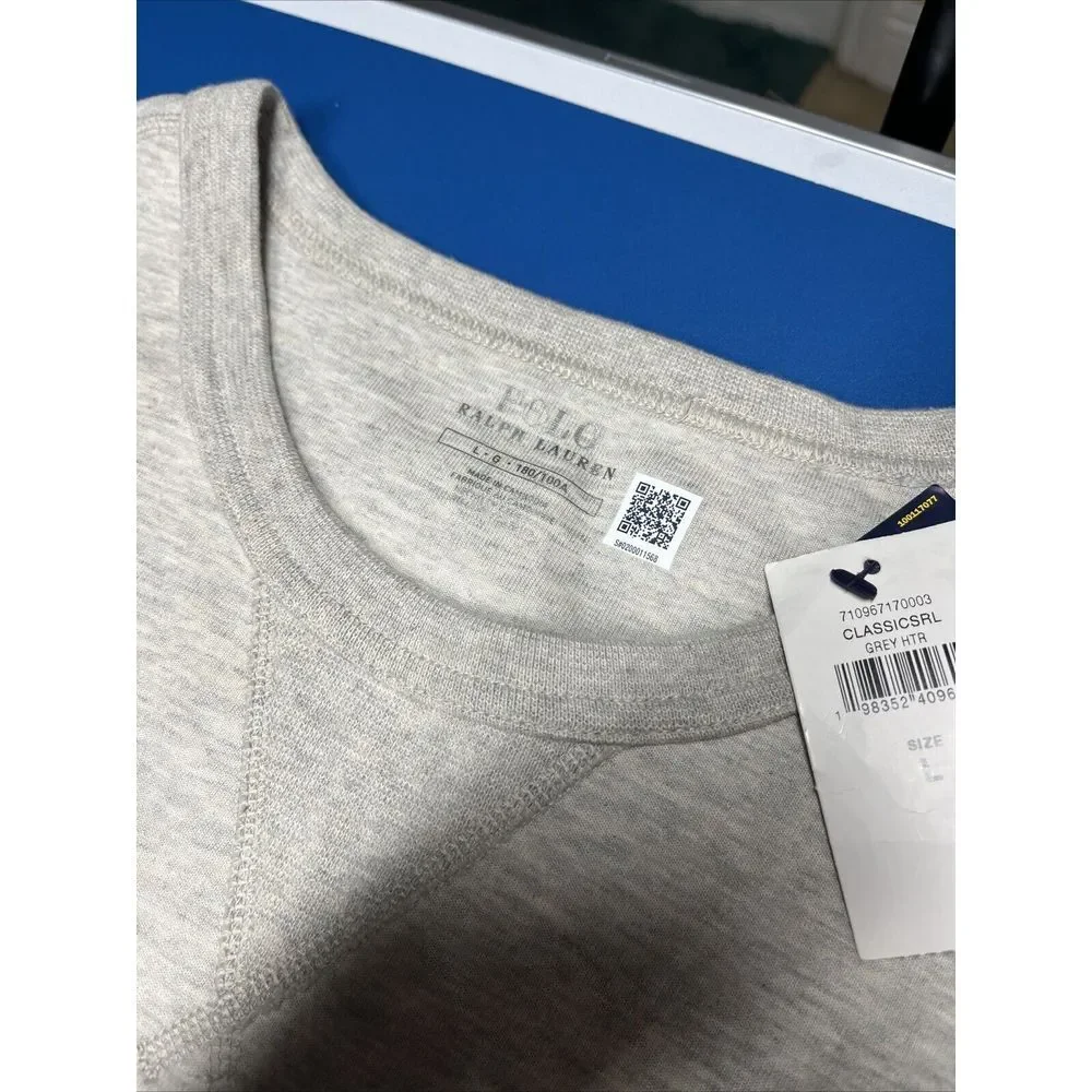Polo Ralph Lauren Men's Embossed Logo Double-Knit Sweatshirt Gray Size Large NWT